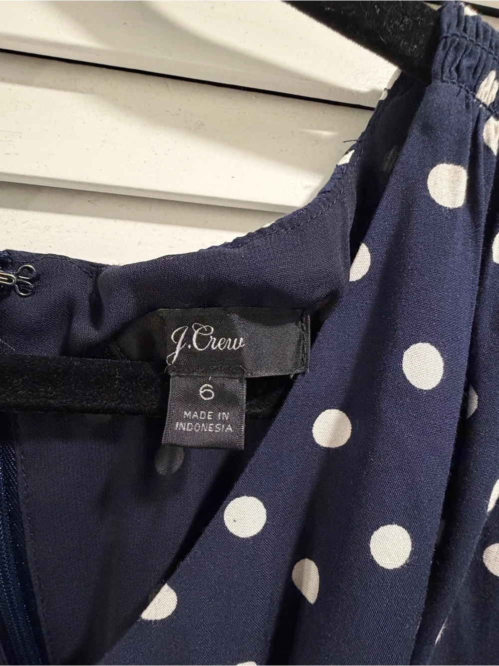 J.Crew Classic Navy Polka Dot Dress - Elegant V-Neck Women's Dress